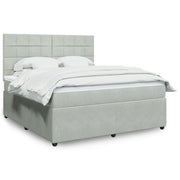 Boxspring met matras 180x200 cm lichtgrijs fluweel