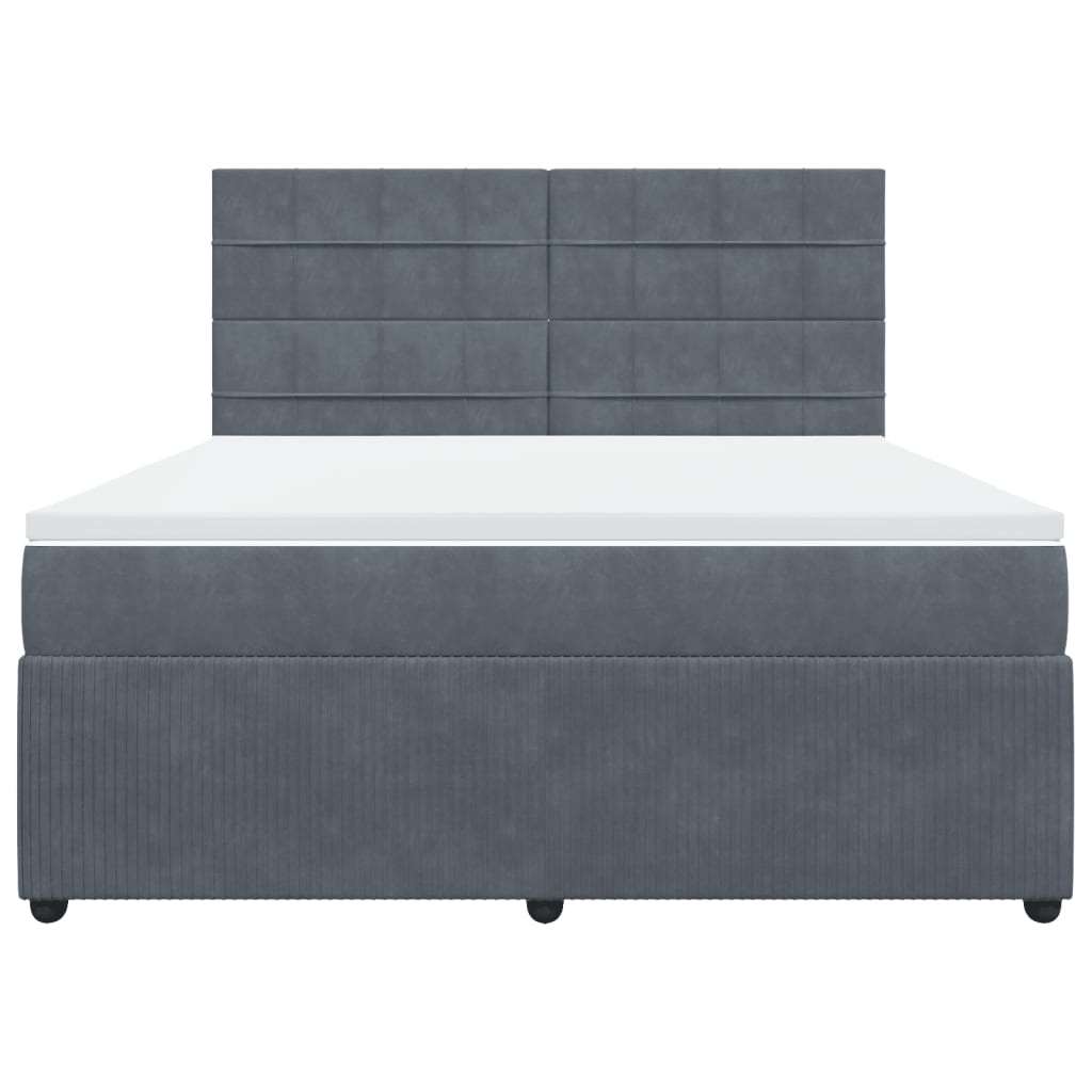 Boxspring met matras fluweel donkergrijs 180x200 cm