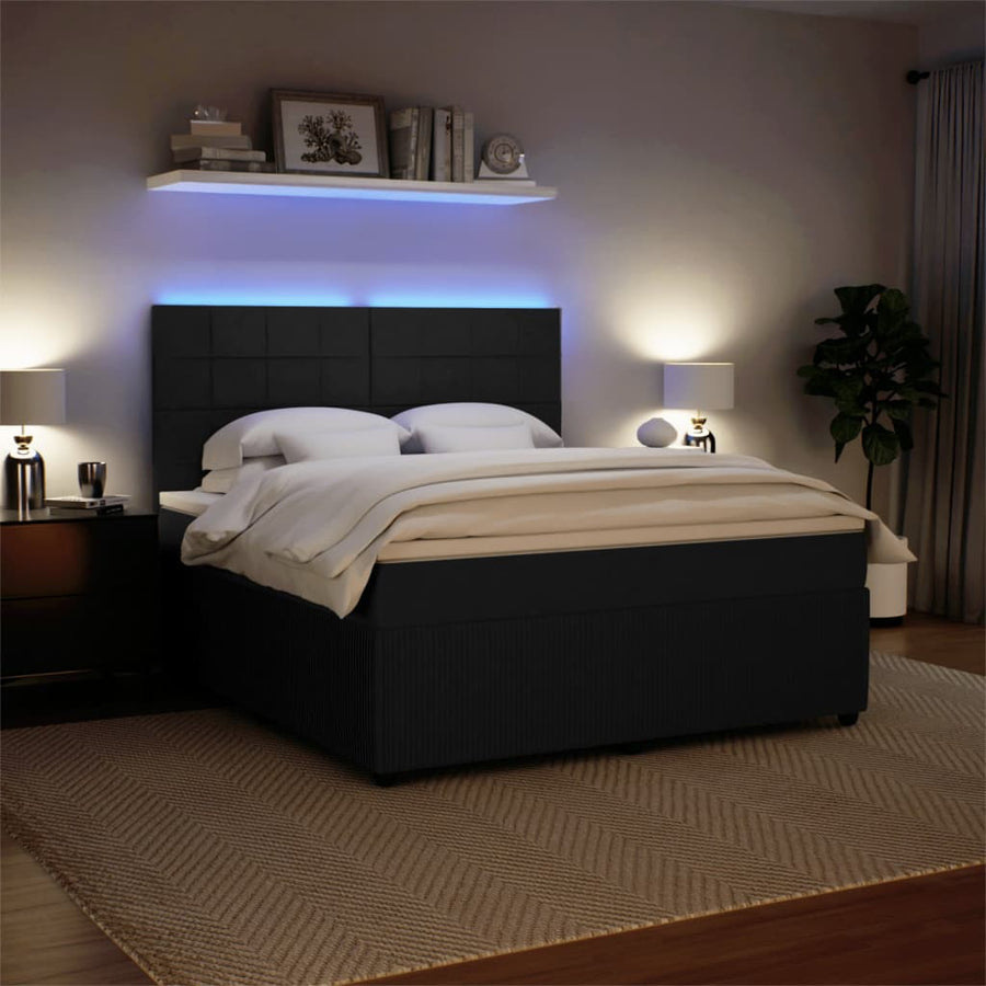 Boxspring met matras fluweel zwart 180x200 cm
