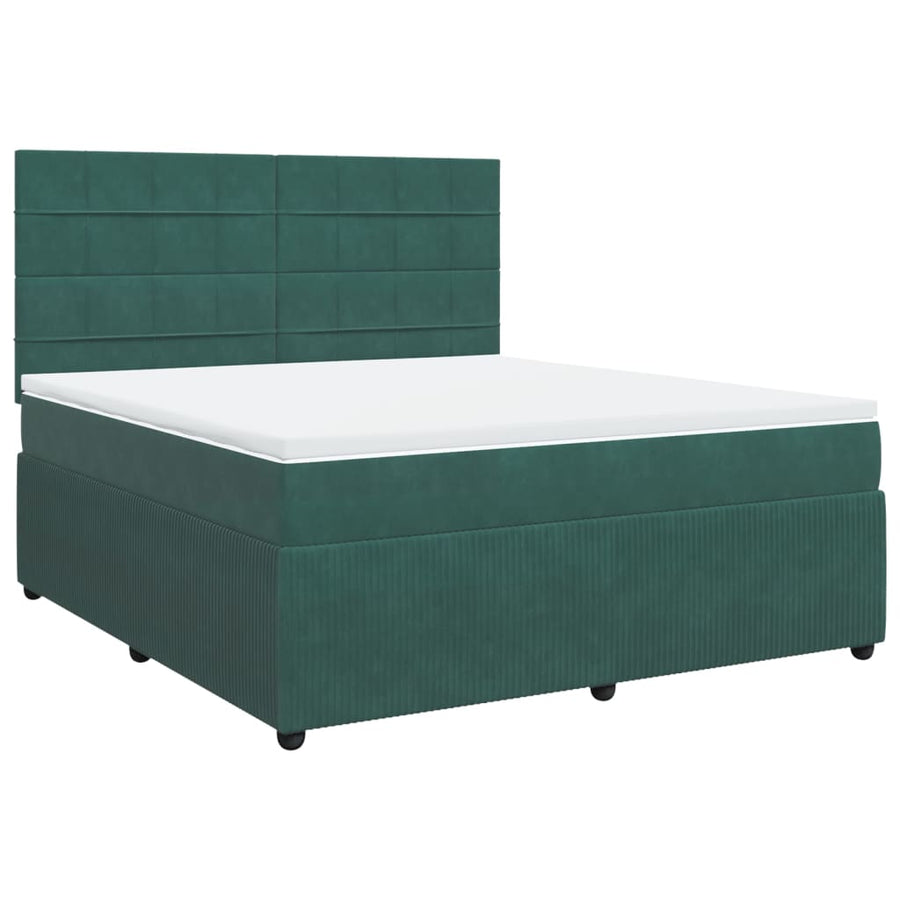 Boxspring met matras fluweel donkergroen 180x200 cm
