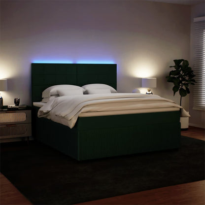 Boxspring met matras fluweel donkergroen 180x200 cm