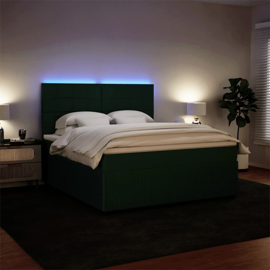 Boxspring met matras fluweel donkergroen 180x200 cm