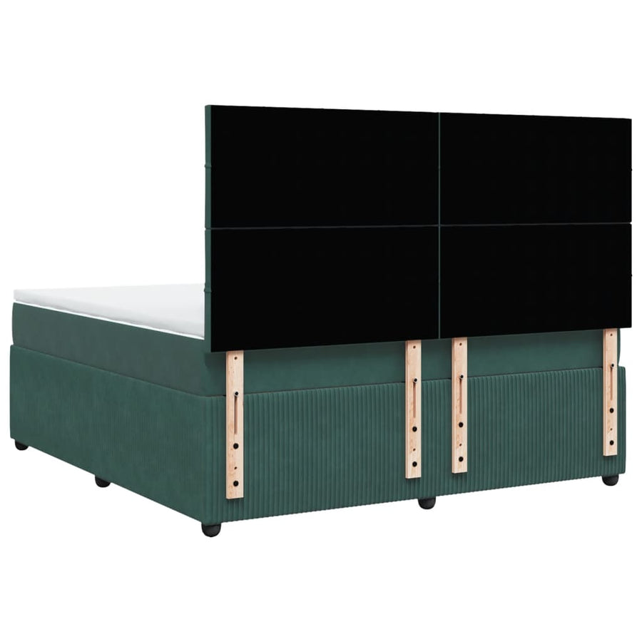 Boxspring met matras fluweel donkergroen 180x200 cm