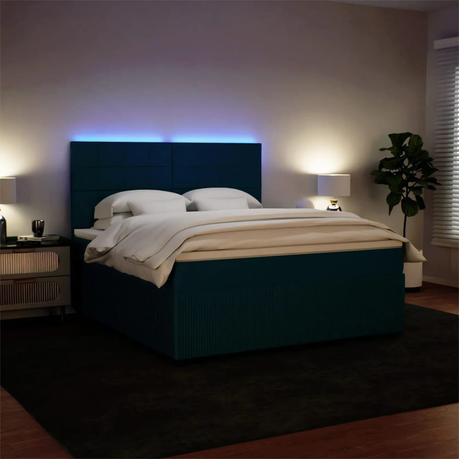 Boxspring met matras fluweel blauw 180x200 cm