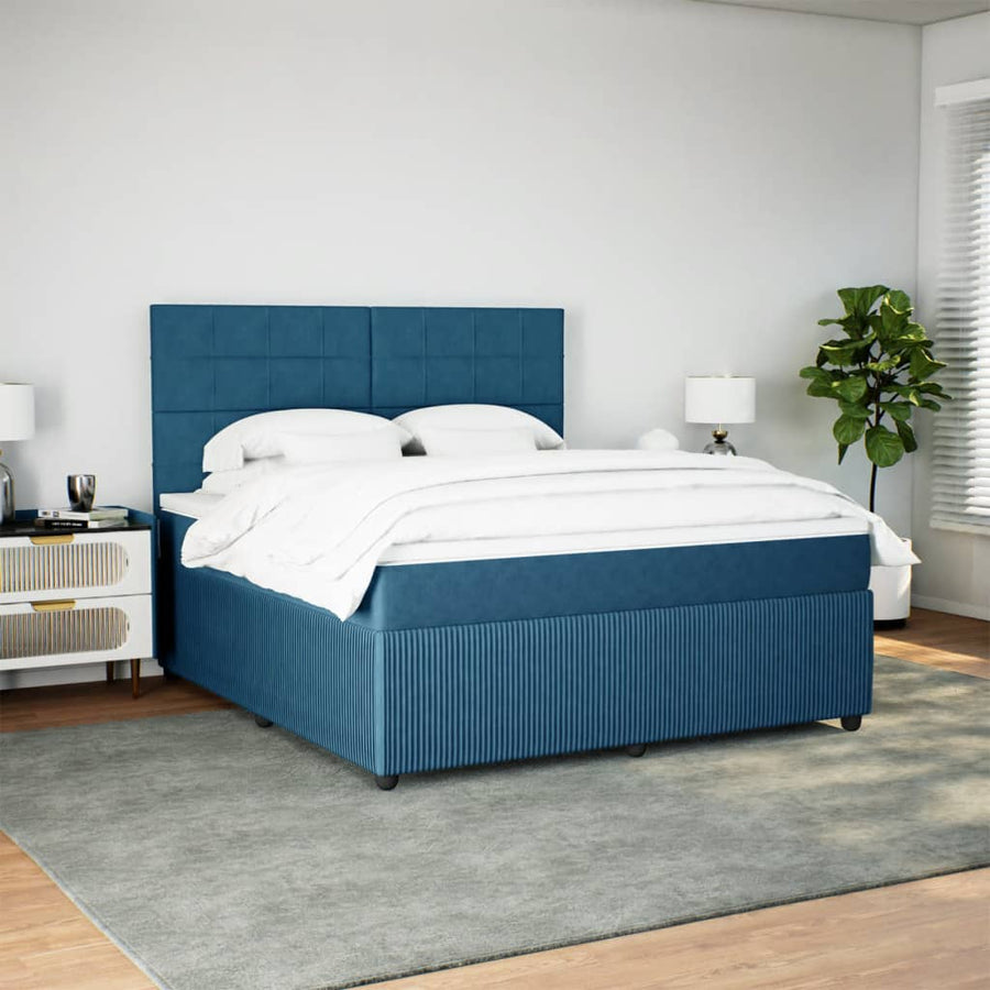 Boxspring met matras fluweel blauw 180x200 cm