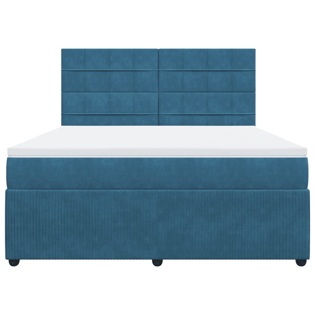Boxspring met matras fluweel blauw 180x200 cm