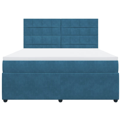 Boxspring met matras fluweel blauw 180x200 cm