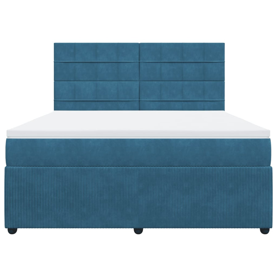 Boxspring met matras fluweel blauw 180x200 cm