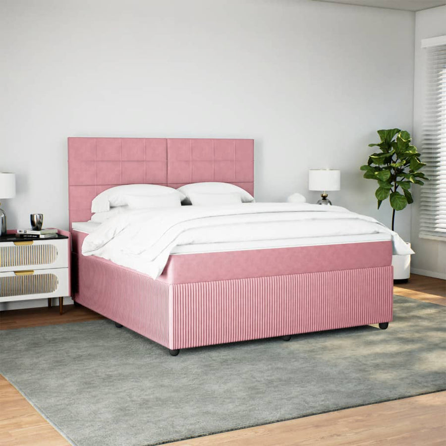 Boxspring met matras fluweel roze 180x200 cm