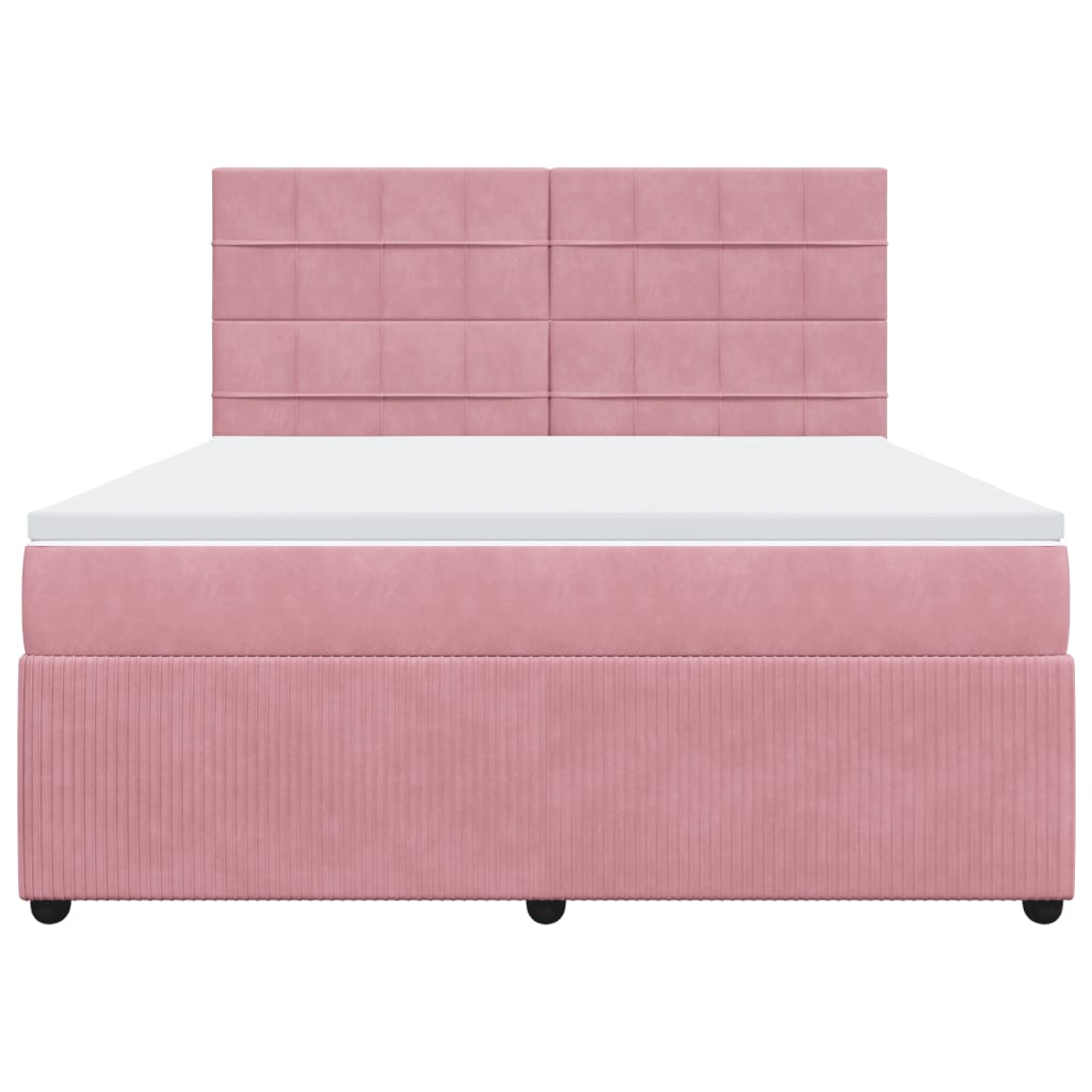Boxspring met matras fluweel roze 180x200 cm