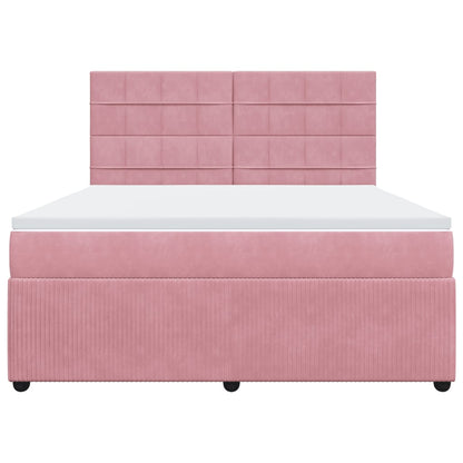 Boxspring met matras fluweel roze 180x200 cm