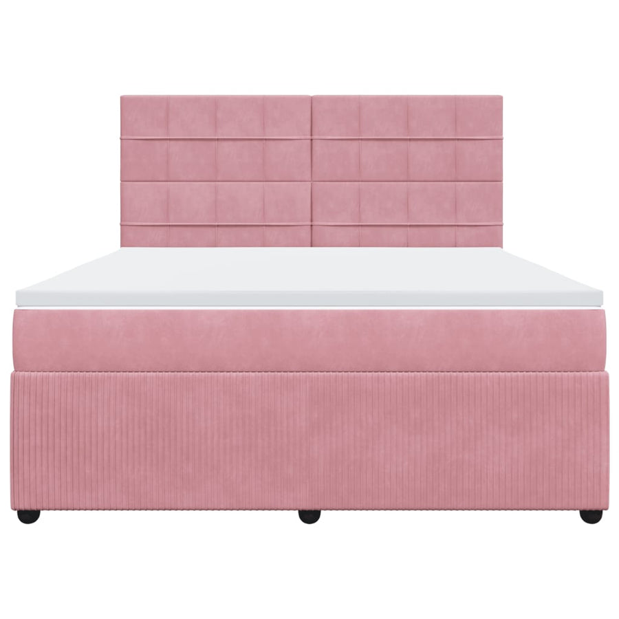 Boxspring met matras fluweel roze 180x200 cm
