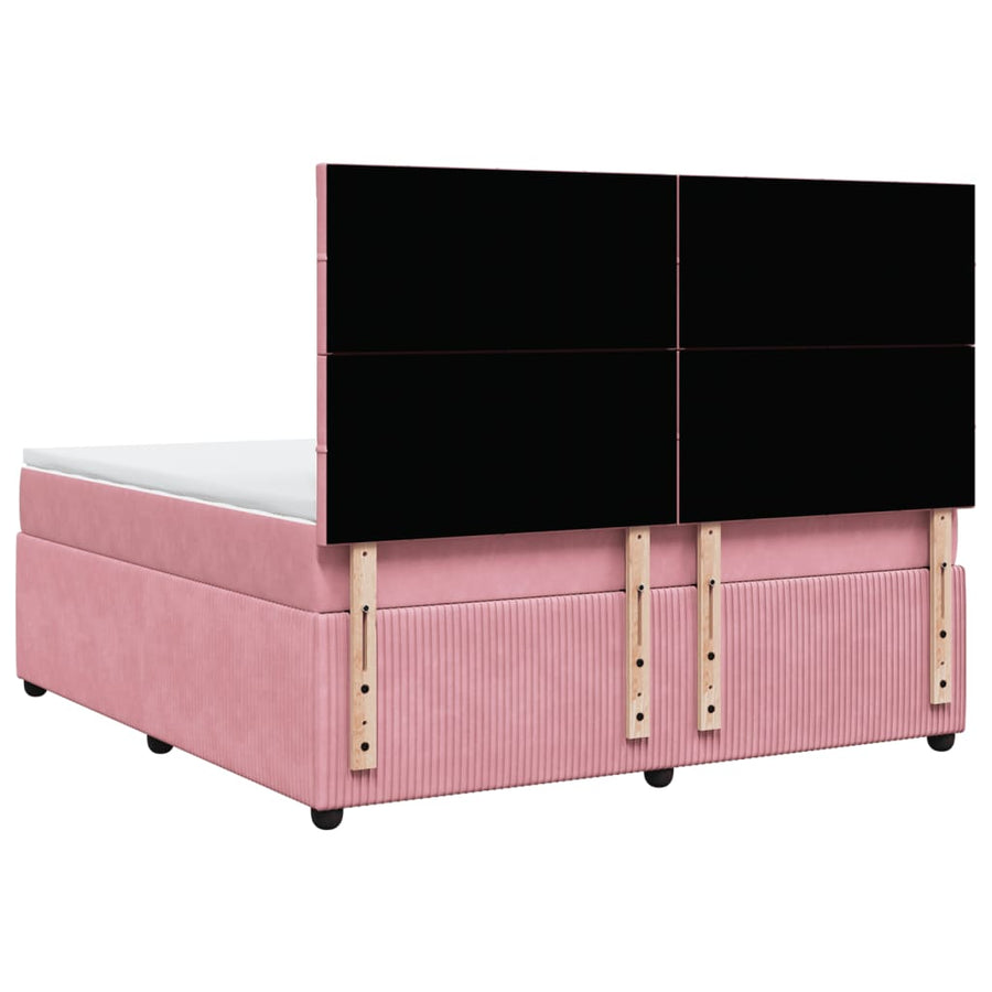 Boxspring met matras fluweel roze 180x200 cm