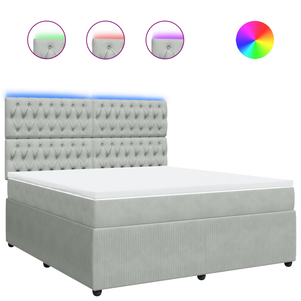Boxspring met matras fluweel lichtgrijs 180x200 cm
