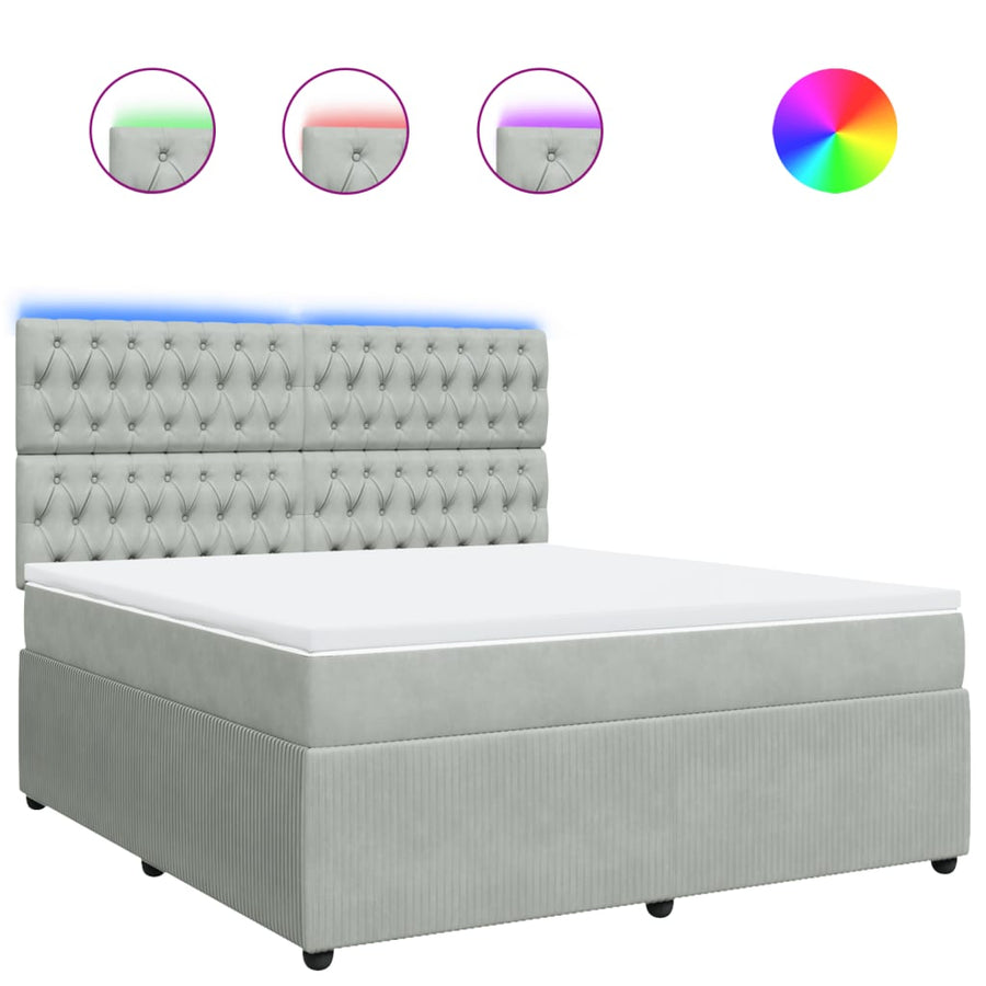 Boxspring met matras fluweel lichtgrijs 180x200 cm