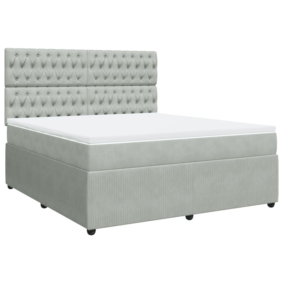 Boxspring met matras fluweel lichtgrijs 180x200 cm