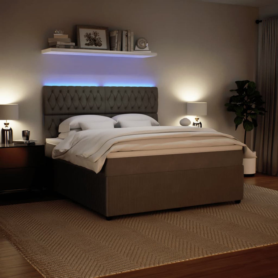 Boxspring met matras fluweel lichtgrijs 180x200 cm
