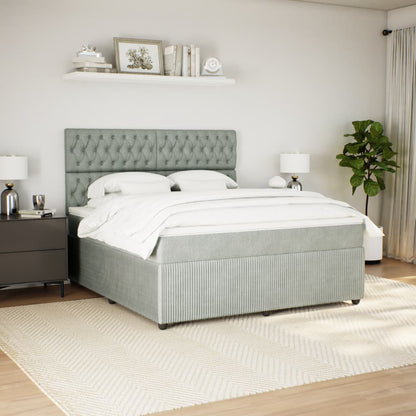 Boxspring met matras fluweel lichtgrijs 180x200 cm
