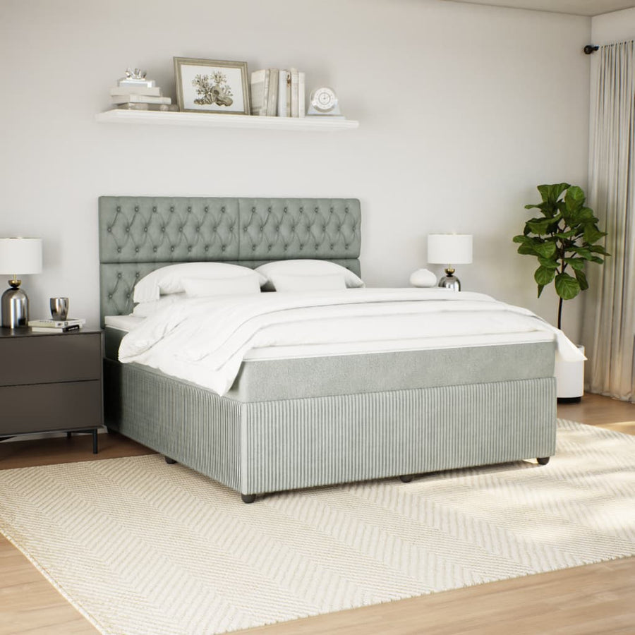 Boxspring met matras fluweel lichtgrijs 180x200 cm