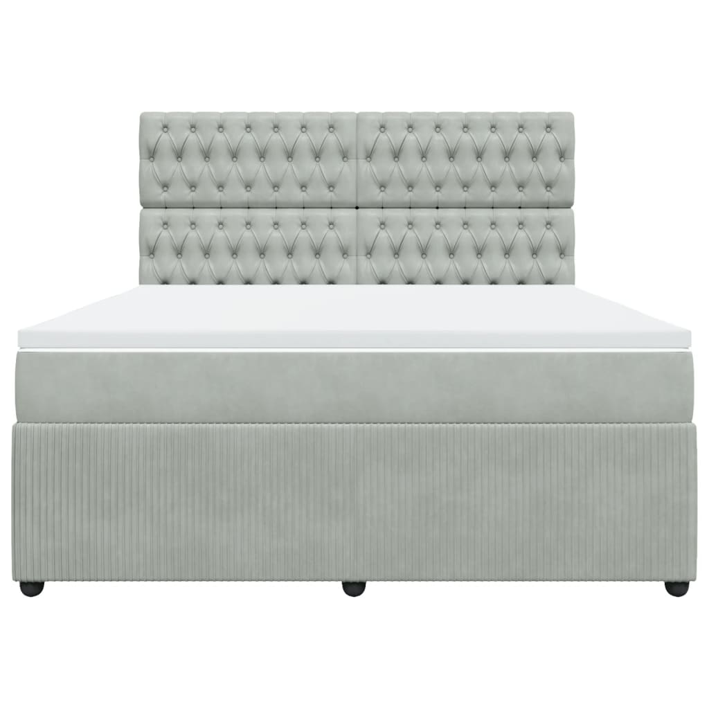 Boxspring met matras fluweel lichtgrijs 180x200 cm