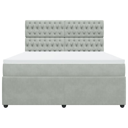 Boxspring met matras fluweel lichtgrijs 180x200 cm