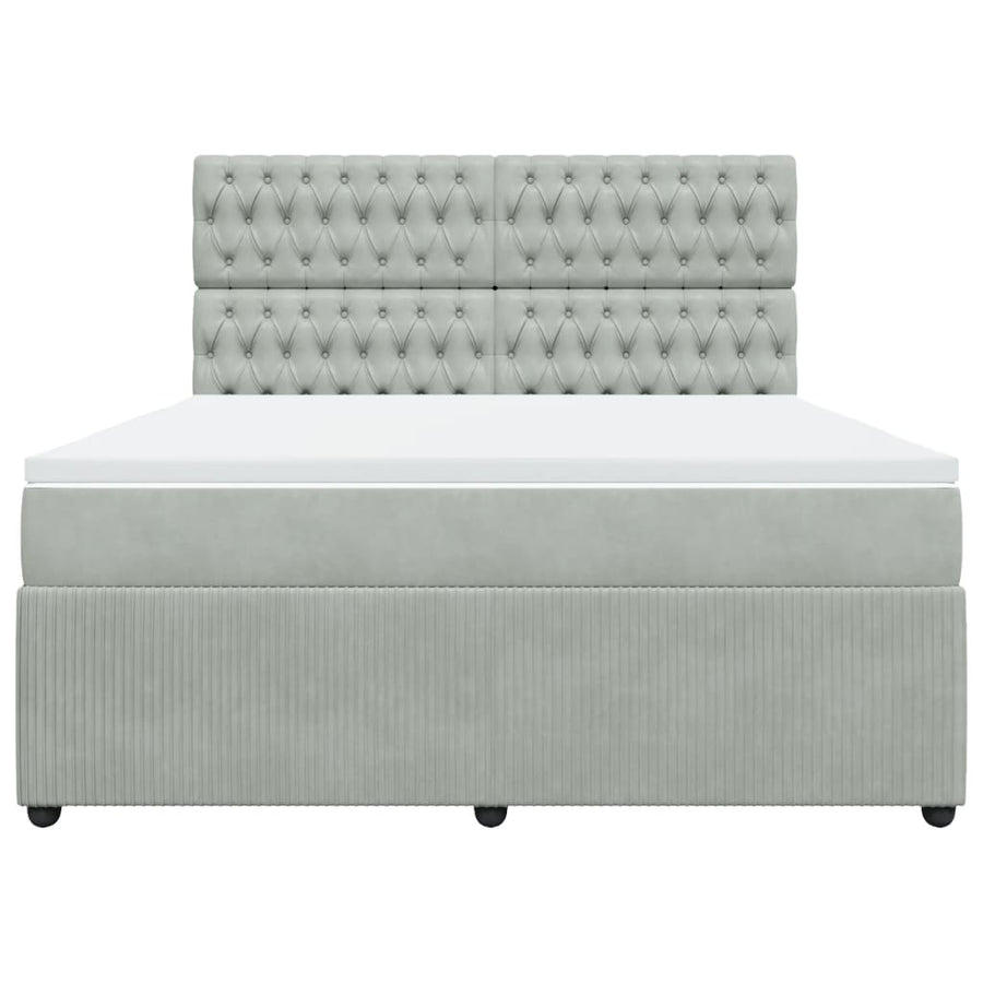 Boxspring met matras fluweel lichtgrijs 180x200 cm