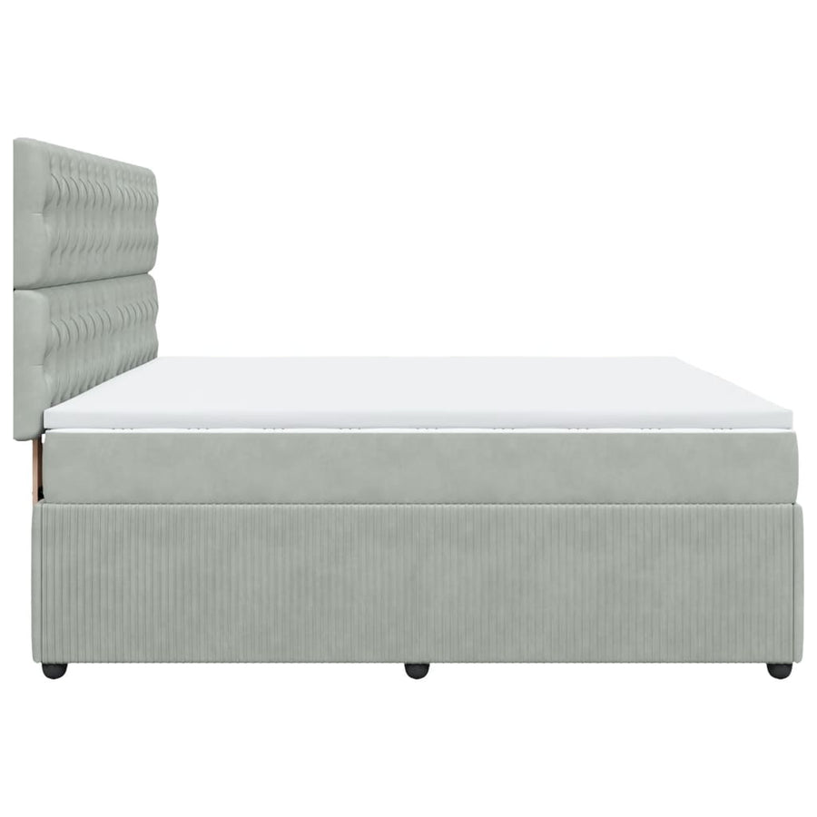 Boxspring met matras fluweel lichtgrijs 180x200 cm