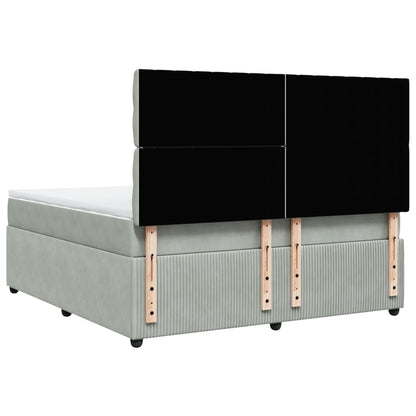 Boxspring met matras fluweel lichtgrijs 180x200 cm