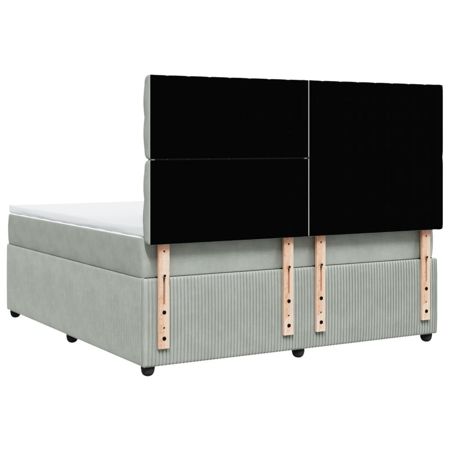 Boxspring met matras fluweel lichtgrijs 180x200 cm