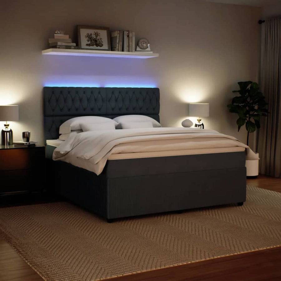 Boxspring met matras fluweel donkergrijs 180x200 cm