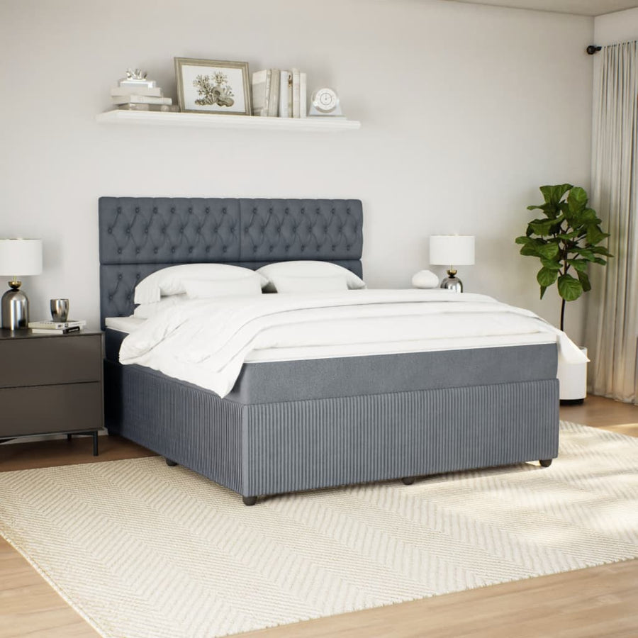 Boxspring met matras fluweel donkergrijs 180x200 cm