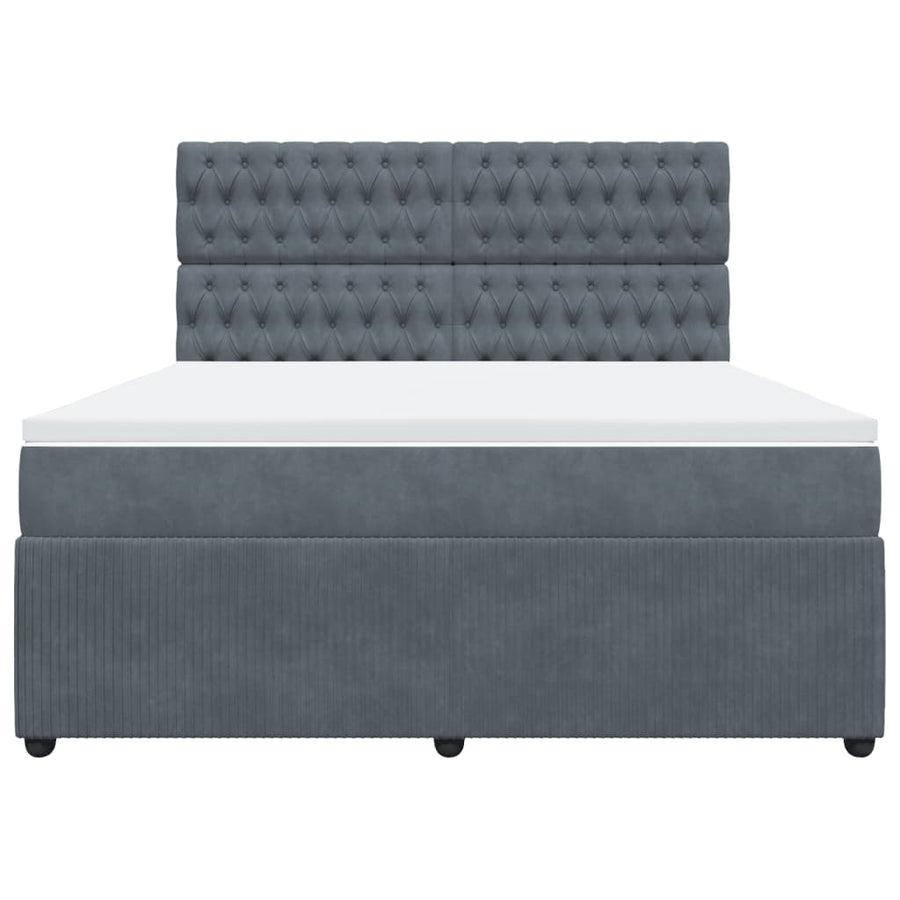 Boxspring met matras fluweel donkergrijs 180x200 cm