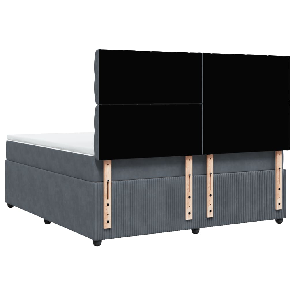 Boxspring met matras fluweel donkergrijs 180x200 cm