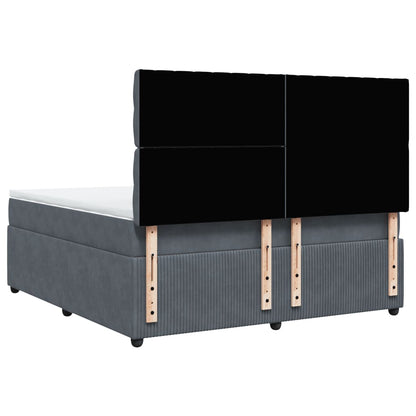 Boxspring met matras fluweel donkergrijs 180x200 cm