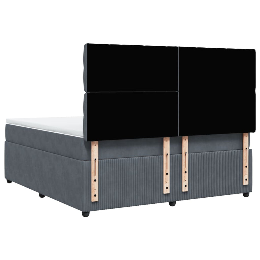 Boxspring met matras fluweel donkergrijs 180x200 cm