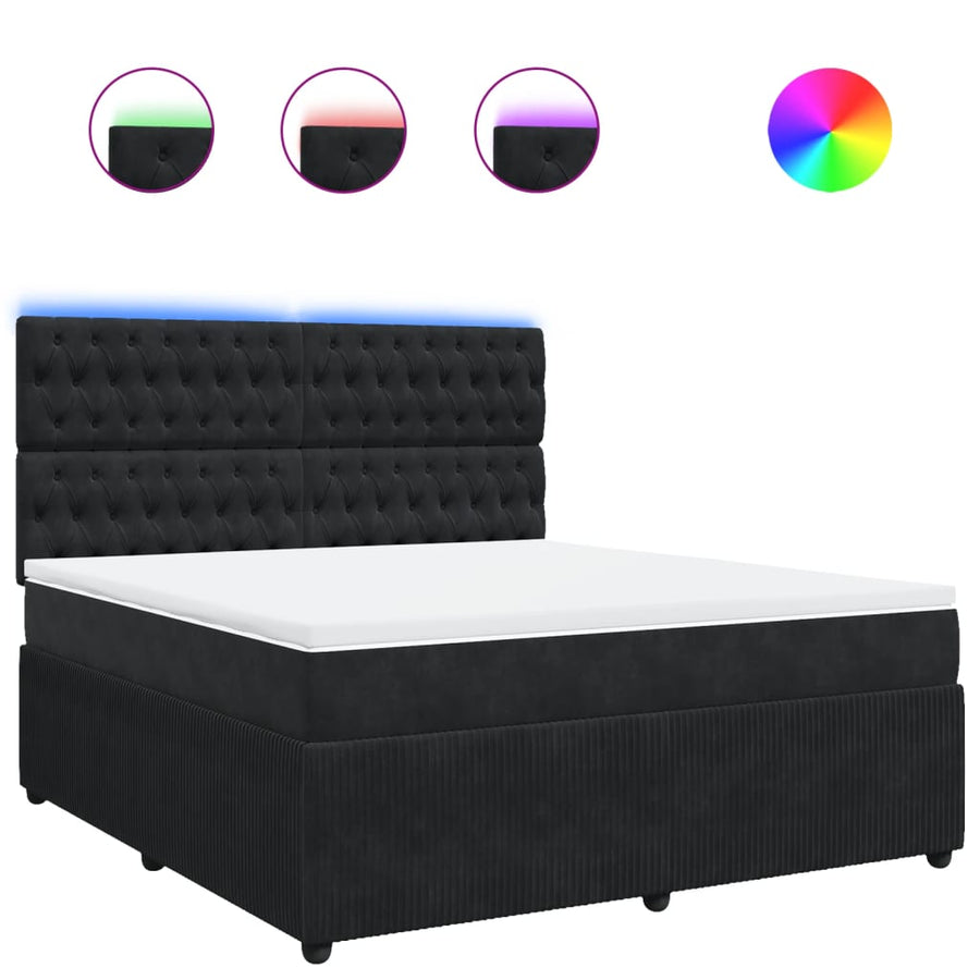 Boxspring met matras fluweel zwart 180x200 cm