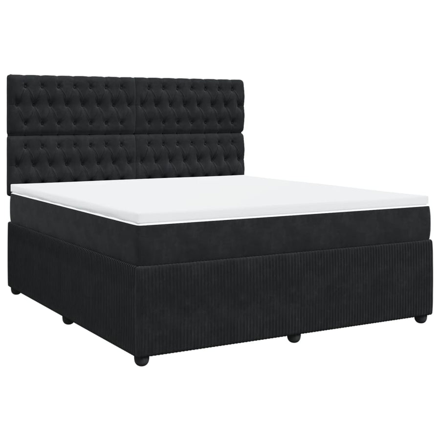Boxspring met matras fluweel zwart 180x200 cm