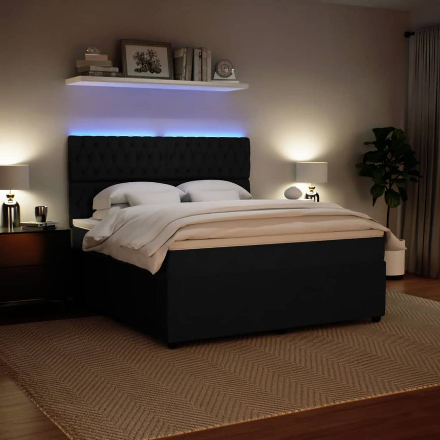 Boxspring met matras fluweel zwart 180x200 cm