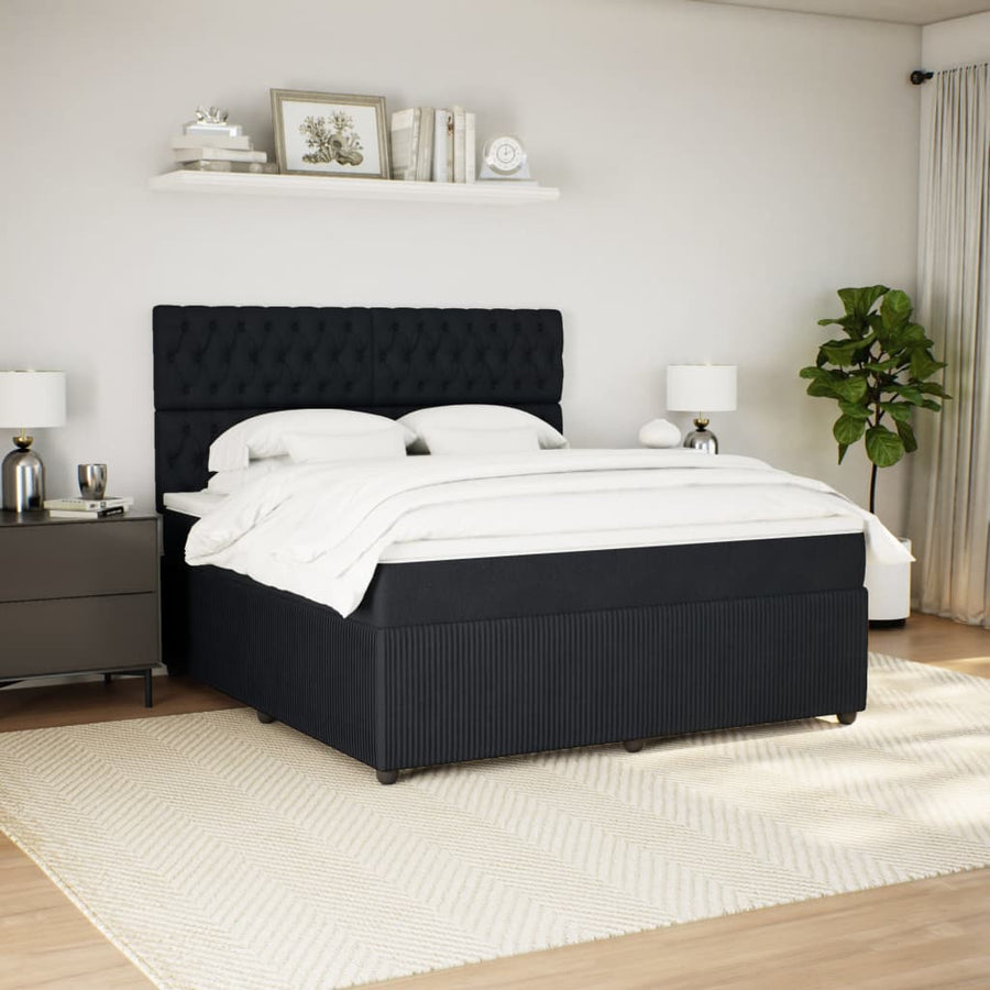 Boxspring met matras fluweel zwart 180x200 cm