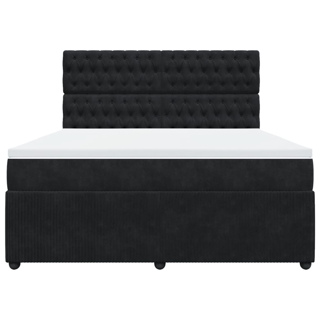 Boxspring met matras fluweel zwart 180x200 cm