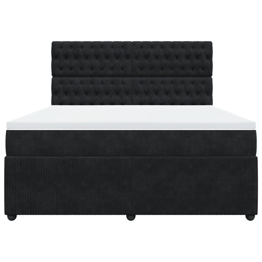 Boxspring met matras fluweel zwart 180x200 cm