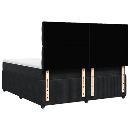 Boxspring met matras fluweel zwart 180x200 cm