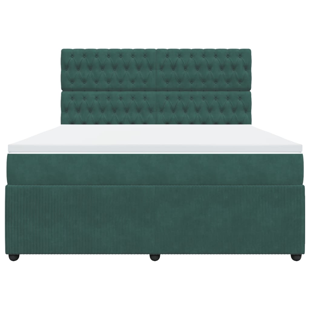 Boxspring met matras fluweel donkergroen 180x200 cm