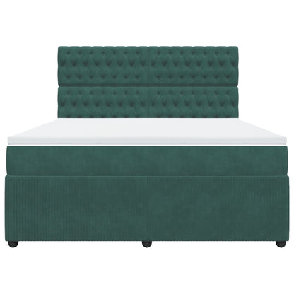 Boxspring met matras fluweel donkergroen 180x200 cm