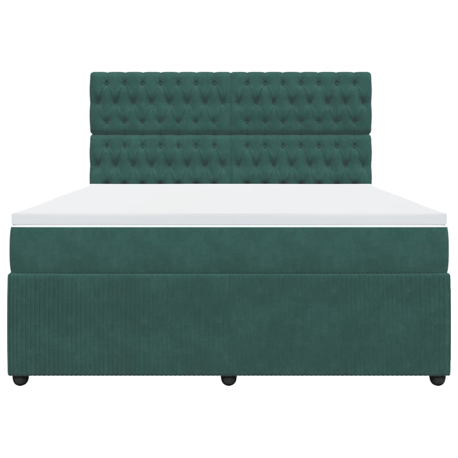 Boxspring met matras fluweel donkergroen 180x200 cm