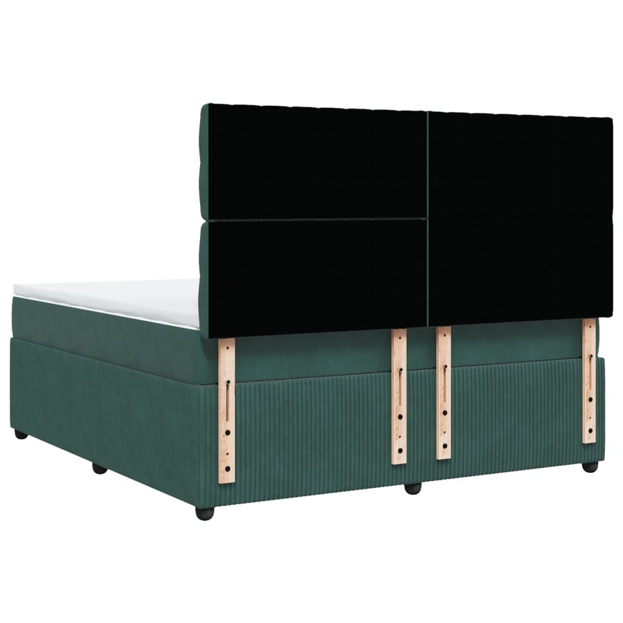 Boxspring met matras fluweel donkergroen 180x200 cm