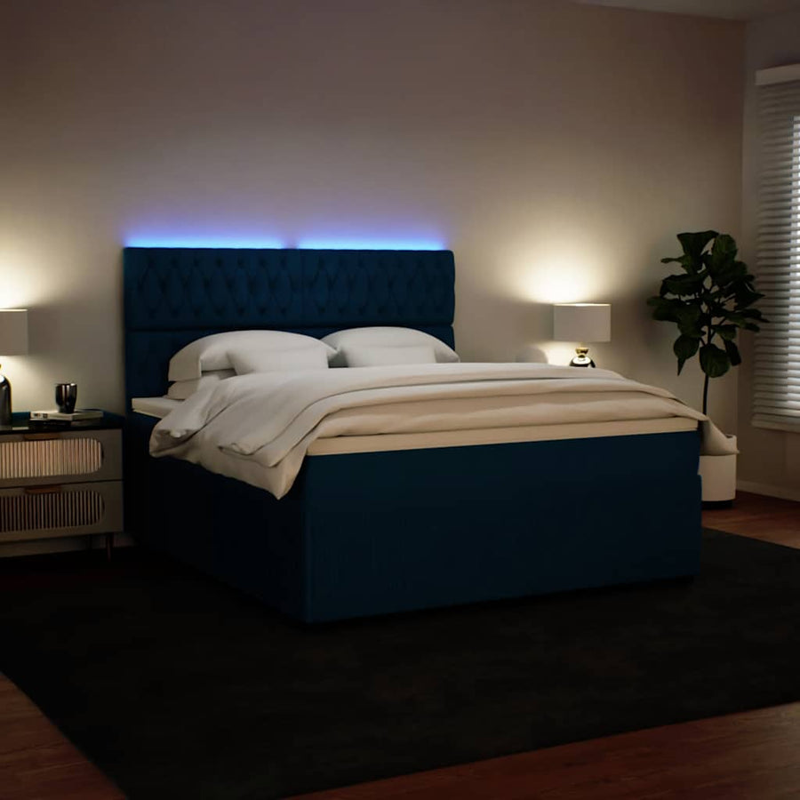 Boxspring met matras fluweel blauw 180x200 cm