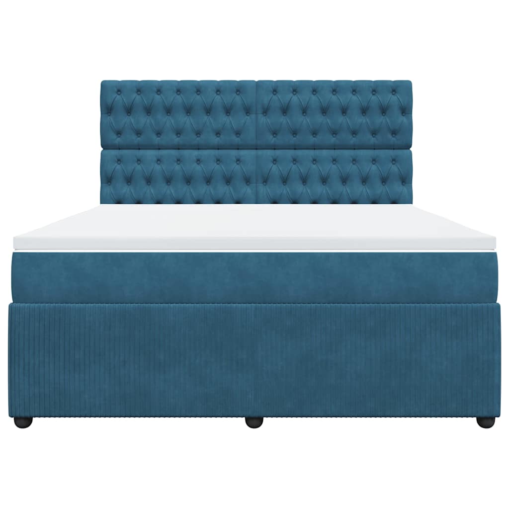 Boxspring met matras fluweel blauw 180x200 cm