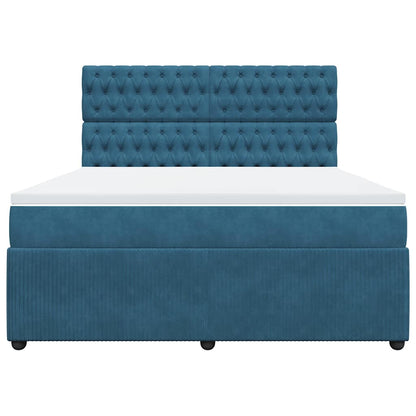Boxspring met matras fluweel blauw 180x200 cm