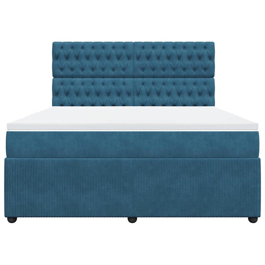 Boxspring met matras fluweel blauw 180x200 cm